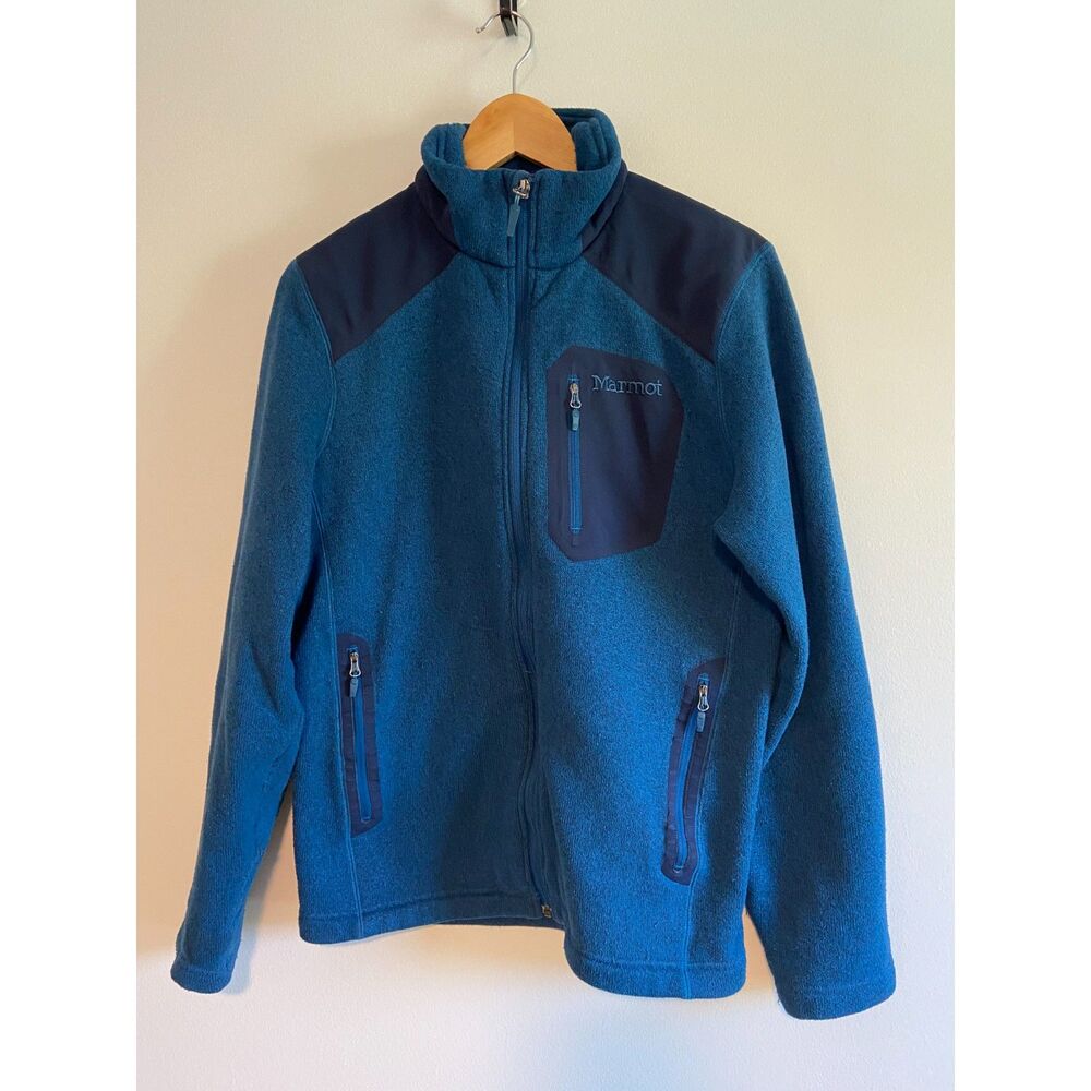 Men's Full Zip MARMOT Sweater Knit Jacket Blue Size Medium C93760
